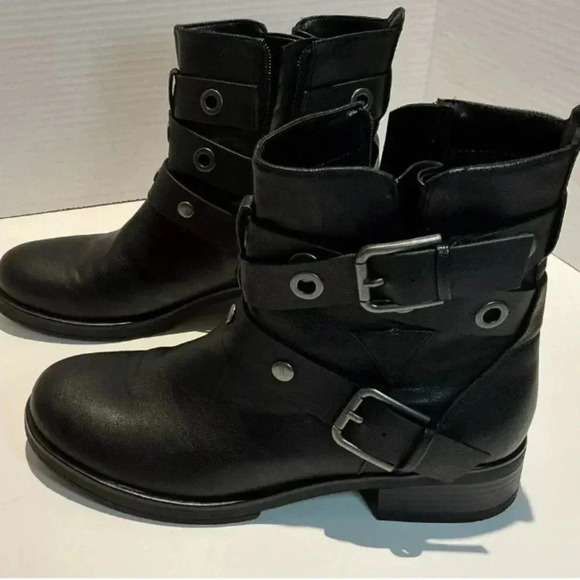 Size 9M Black Indigo RD Boots With Belt Buckles And Zipper With Silver Hardware - Picture 3 of 8